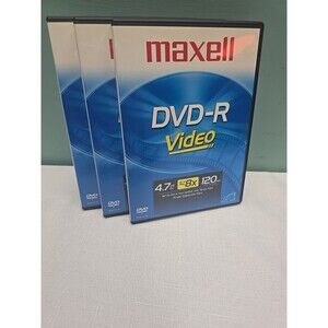 MAXELL DVD-R VIDEO 3-PACK DISCS With Case 120 Min 4.7 GB DVD;